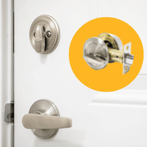 key cutting Tri-Cities - Single or Double-Cylinder Deadbolts on Your Doors - a single cylinder deadbolt with an inset showing the inner mechanism